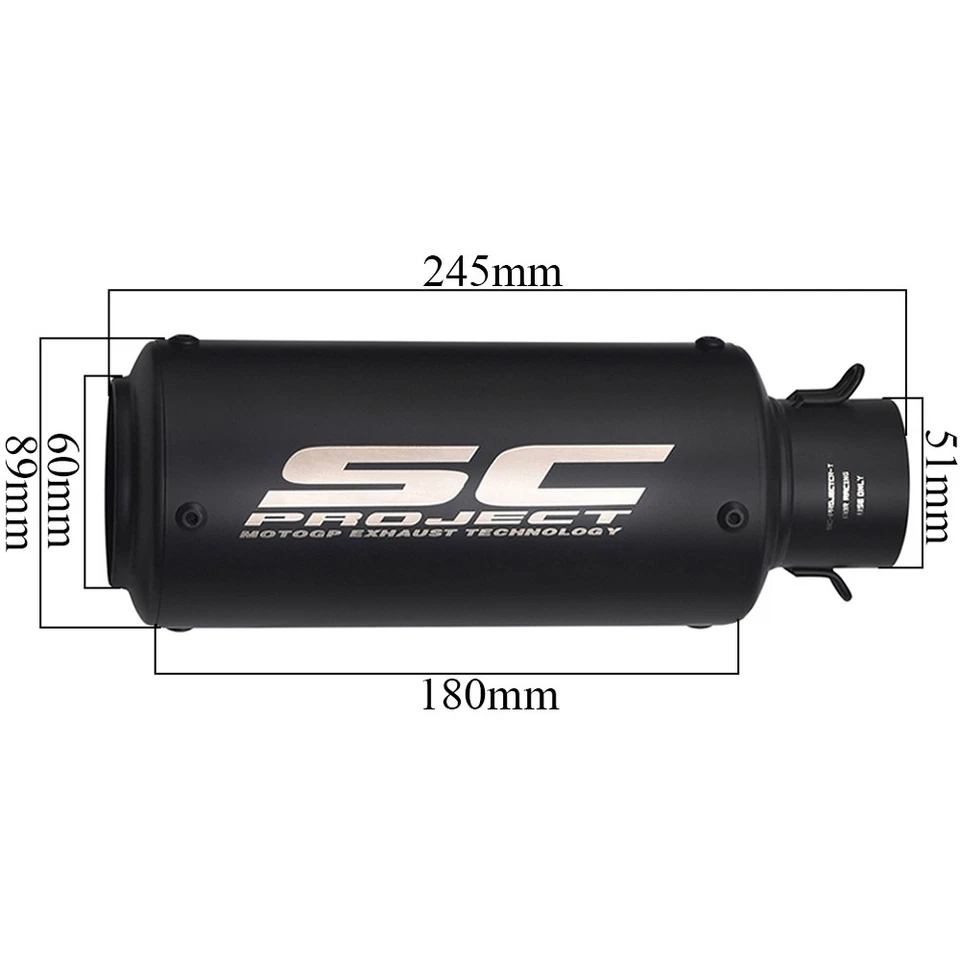 Slip-on 51mm 2" Universal Motorcycle Exhaust Muffler Pipe Tail Tips Black Foto 2 de 4