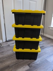 NEW 4pack 6.5qt Storage Bin Container Tote Mini Yellow Lid TikTok Home Depot HDX
