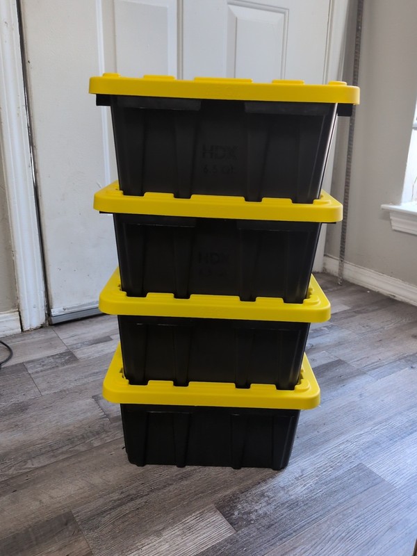 NEW 4pack 6.5qt Storage Bin Container Tote Mini Yellow Lid TikTok Home Depot HDX