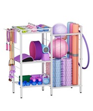 3 Tiers Dumbbells Yoga Mat Storage Rack, White