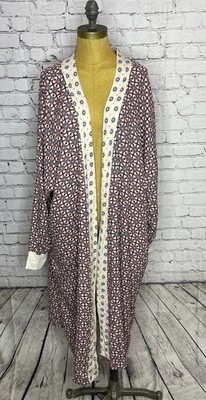 Ariat Duster  L-XL Mesquite Red Turquoise Western Kimono Modal Top Layer