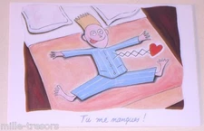 CP Fantaisie : Illustration Eric TURLOTTE : L´amoureux - Tu me manques !