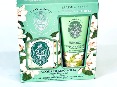 LA FLORENTINA LUXURY GIFT BOX BAR SOAP & HAND CREAM FRESH MAGNOLIA MADE IN ITALY