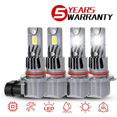 9005 H11 H8 LED Headlight Bulbs Kit CANBUS HIgh Low Beam 6500K White Replacement