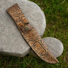 Fixed Blade Knife Sheath Fits up to 5in Long Blade Tan Brown Alligator Pattern