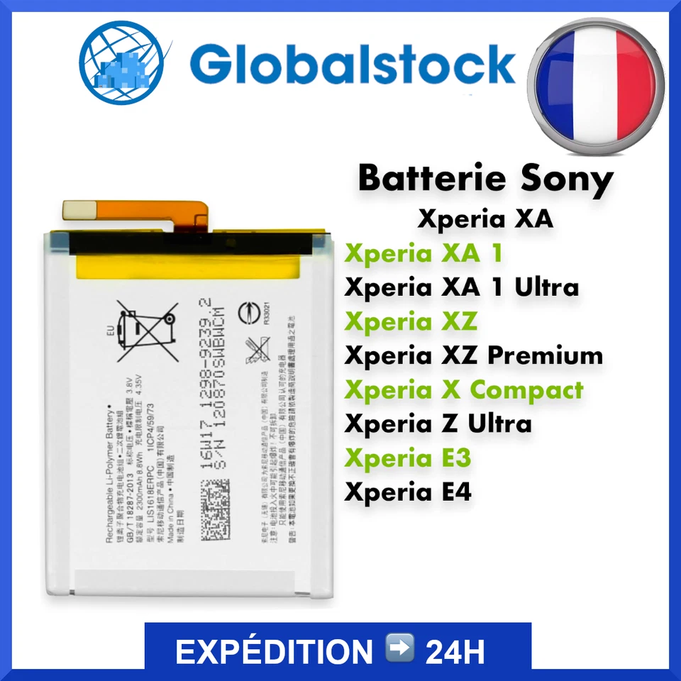 BATTERIE SONY XPERIA C5/X/XA/XA1/XA2/XZ/Z/XZ/XZ1/Z2A/XZ2/E3/E4/E5/M2/M4 ULTRA - Photo 2/4
