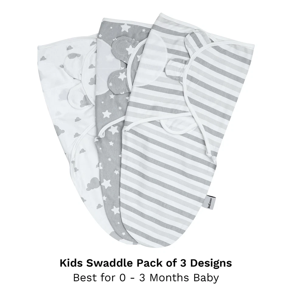 Cotton Baby Swaddle Wrap Soft Warm Infant New Born Baby Blanket Pack of 3 Wraps - Image 3 of 4