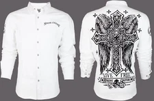 XTREME COUTURE by AFFLICTION Men's BUTTON DOWN Shirt FREE TO LIVE Cross Wings$78
