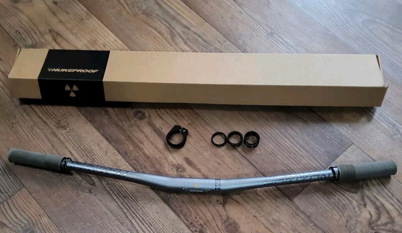 Nukeproof Horizon Handlebars + Grips, Seat Clamp, Stem Spacers. Collection Only