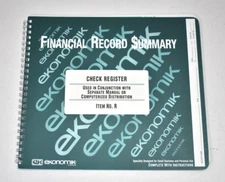 Ekonomik R Check Register Bank Account Booklet Spiral Bound 40 Page 8-3/4" x 10"