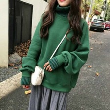 Femme Femme Desseré Pull Sweat Tricoté Col Roulé Décontracté Haut Hiver