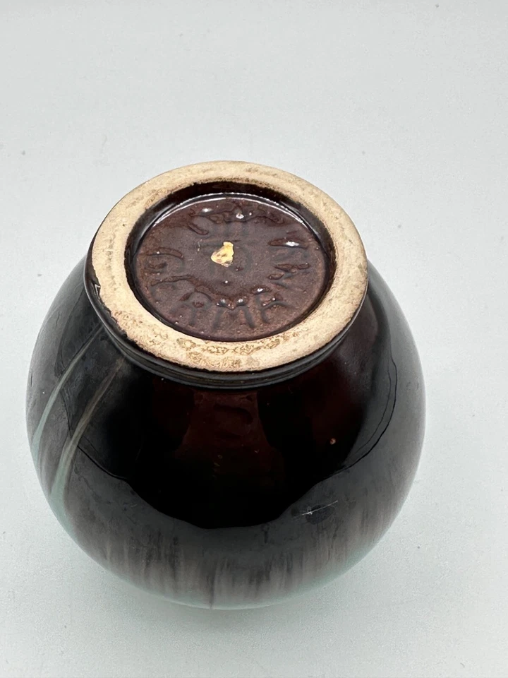 Vase Keramik türkis gemarkt goldrand - Bild 3 von 4