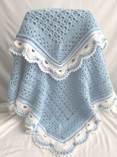 HANDMADE, BOYS, BABY BLANKET, NURSERY, STROLLER, SHOWER GIFT, CHRISTENING GIFT - Afbeelding 1 van 3