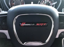 2015-2023 Challenger/Charger Powered By SRT Steering Wheel Badge In Red