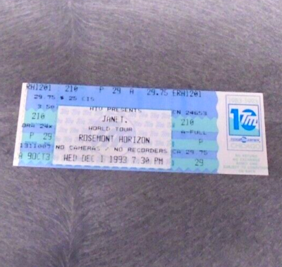1993 JANET JACKSON CONCERT TICKET ROSEMONT HORIZON CHICAGO 