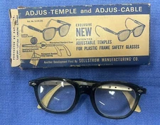 Vintage Sellstrom Safety Glasses 46mm Clear Lens /w Adjustable Aluminum Temple