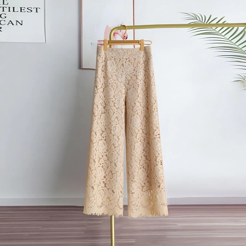 Pantalon taille top haute dentelle