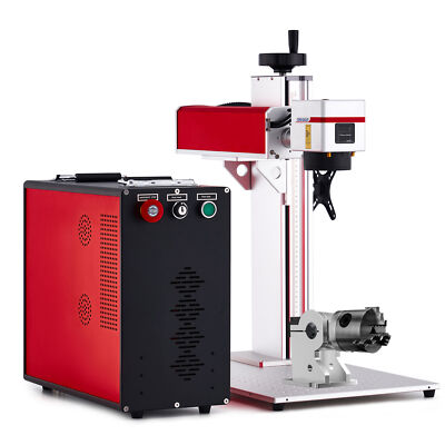 30W MOPA JPT Fiber Laser Engraver Desktop Color Metal Engraver 7x7 Rotary Axis