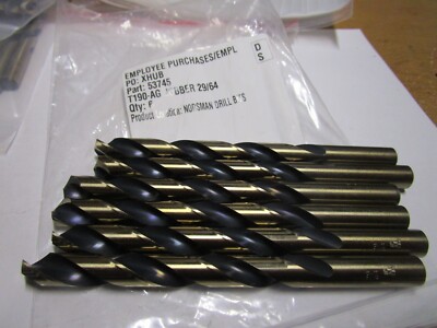 29/64'' Hi-Molybdenum Steel 135° Split Point Black/Gold Finish Jobber Drill QTY 6