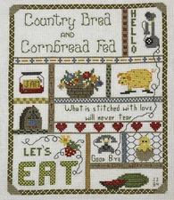 Completed Cross Stitch Country Bred and Cornbread Fed Pig Watermelon Jam Heart