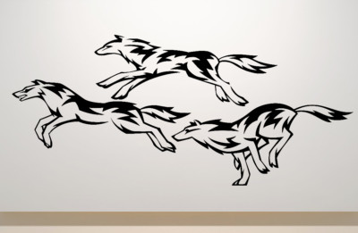 WOLVES WOLF PACK SET OF 3 WALL VINYL DECAL STICKERS COLOR CHOICE REMOVES