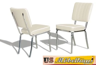 CO-25 Éteint Blanc Bel Air Meuble 2 Chaises Dîner de Cuisine Dans Style 50er Ans - Photo 1/4