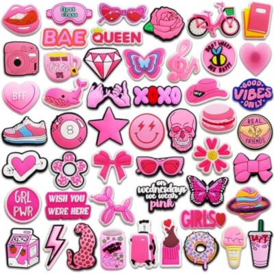 50pcs Shoe Charms For Crocs Bundle Random Mix Pink Girl Cute