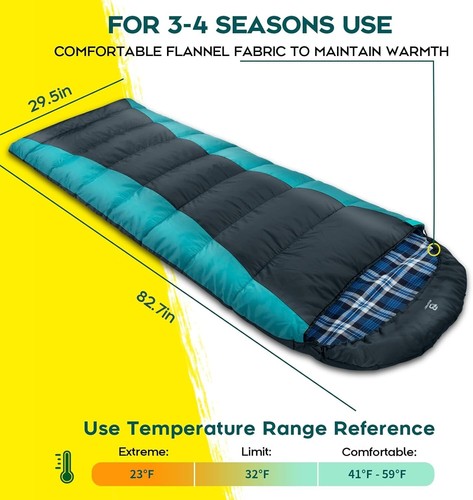 Camping Schlafsack Flanel 3-4 J+W Winter leicht für Erwachsene - Bild 4 von 10