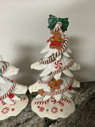 2 Rare White Metal 10.5” Gingerbread Peppermint Garland Tree Valerie Parr Hill - Picture 7 of 24