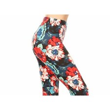 Reg One Size Women Buttery Soft Painted Floral Leggings