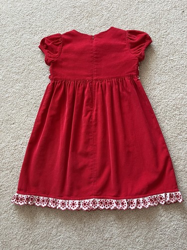 Hannah Andersson Red Corduroy Holiday Dress Size 4 (100) Excellent Condition - Picture 4 of 5