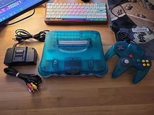 Nintendo 64 N64 Ice Blue Clear Region Free Console Bundle with Controller