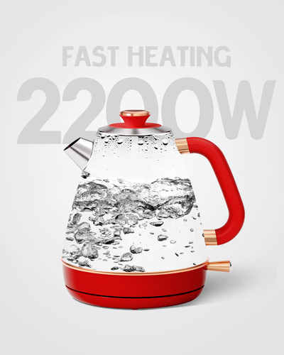 Hazel Quinn Electric Kettle Hot Water Kettle, 1.7 L, Stainless Steel,Red/Green - Picture 23 of 48