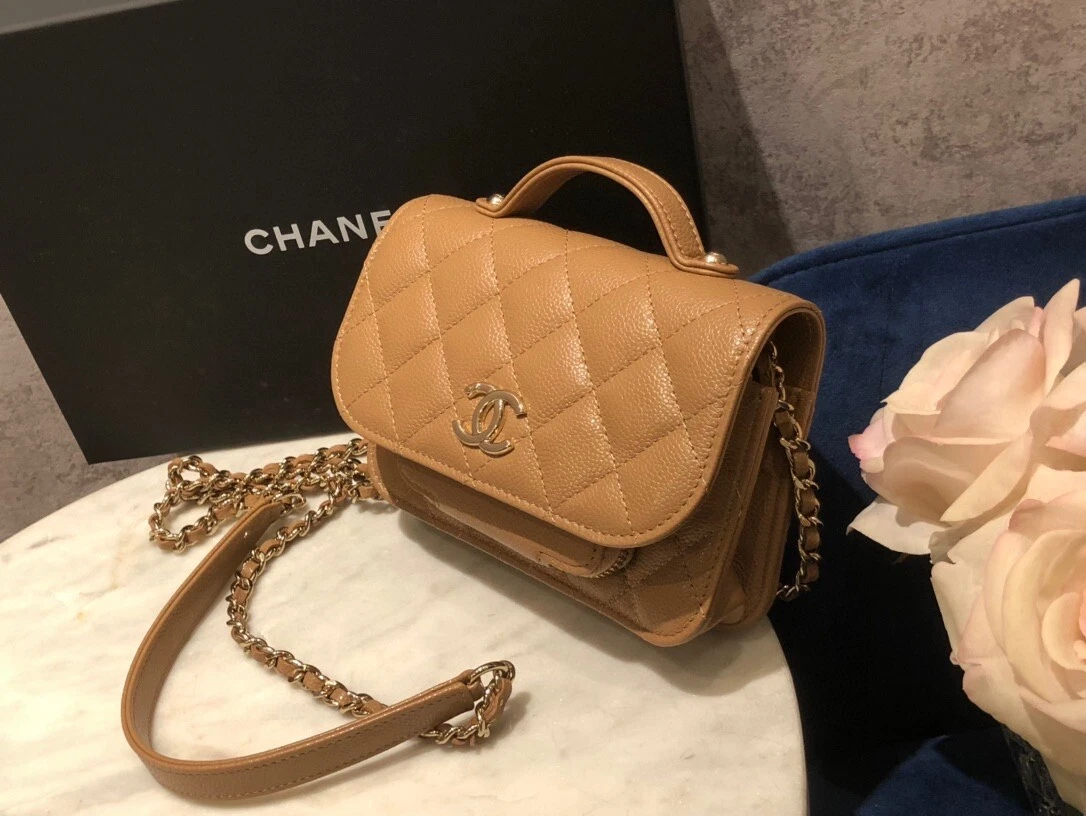 Chanel Small Business Affinity Flap Bag - Grey Shoulder Bags