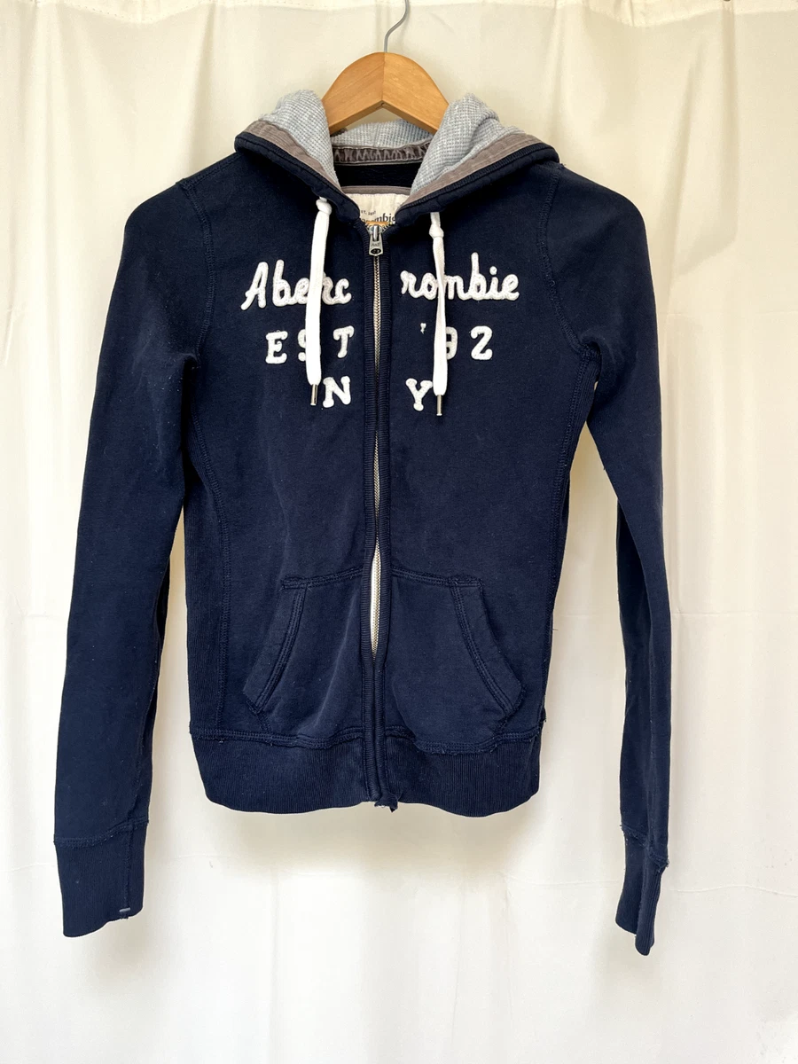 abercrombie fitch dark blue zip up hoodie small