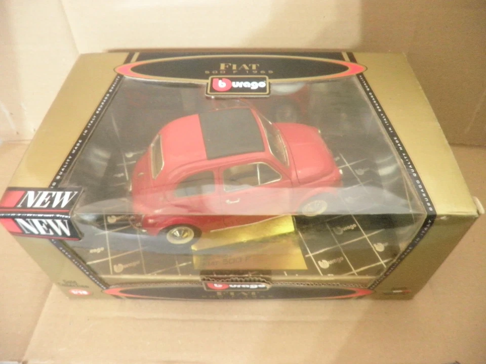 Auto Burago Fiat 500 F 1965 Gold Collection 1:18 Rara Red Rosso - Immagine 2 di 4