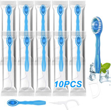 10 Pack 5-in-1 Disposable Toothbrushes with Toothpaste, Mint Flavor  Built-in F