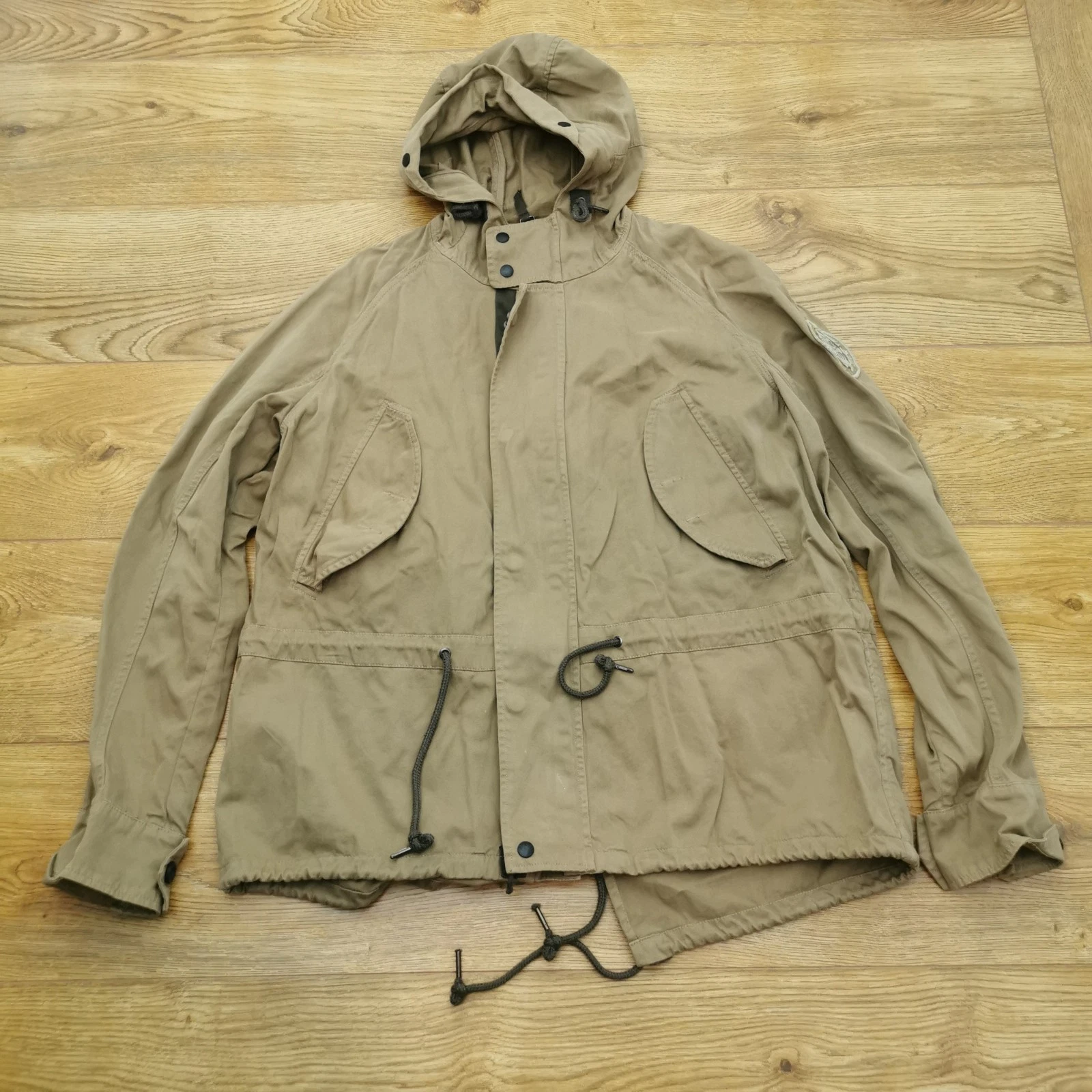 Replay Field Jacket Men L Large Beige Tan Army Combat Military Outdoor Fish Tail