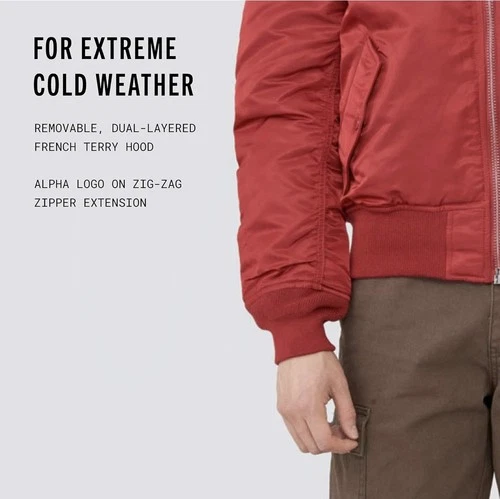 Alpha Industries Men’s MA-1 Natus Insulated Jacket Red Olive Lining Size 2XL image 9