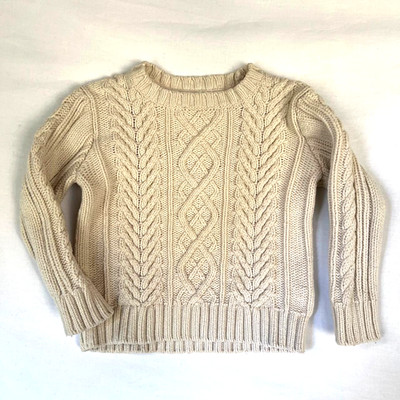 Baby Gap Fisherman Kleinkind 2 Jahre beige Zopfmuster Pullover Baumwolle Wolle Pullover