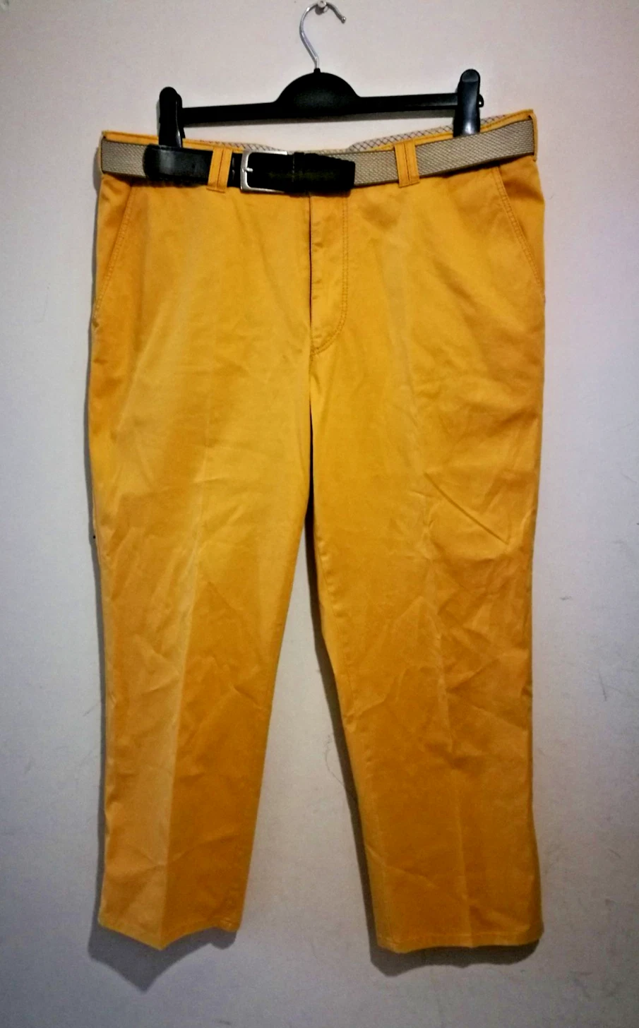 Meyer Mens trousers Chinos Madrid Style Size W34 L30 dark yellow sand with belt