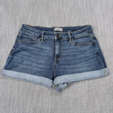 Falls Creek Womens Size 12 Denim Shorts Medium Wash Cuffed Stretch Blue Jeans