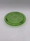 Vintage Jeanette Uranium Glass Cake Plate Sunflower Green Plant Stand 10"