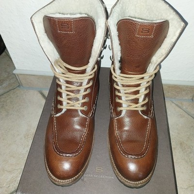 HUGO BOSS SELECTION BOOTS ECHTLEDER MIT ECHTLAMMFELL GR.44 DUNKELBRAUN UNI NEU
