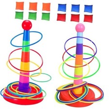 Colorful Plastic Sport Ring Toss Game Set for Kids,2 Multicolor, 48 rings