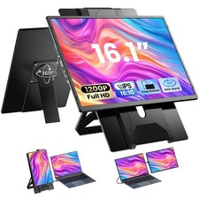 Laptop Screen Extender 16.1", 1200P FHD, Portable Monitor 360 Rotating Detac...