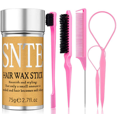 6Pcs Hair Wax Stick Set for Flyaways, Topsy Tail Hair Tools for Women, Teen Girl