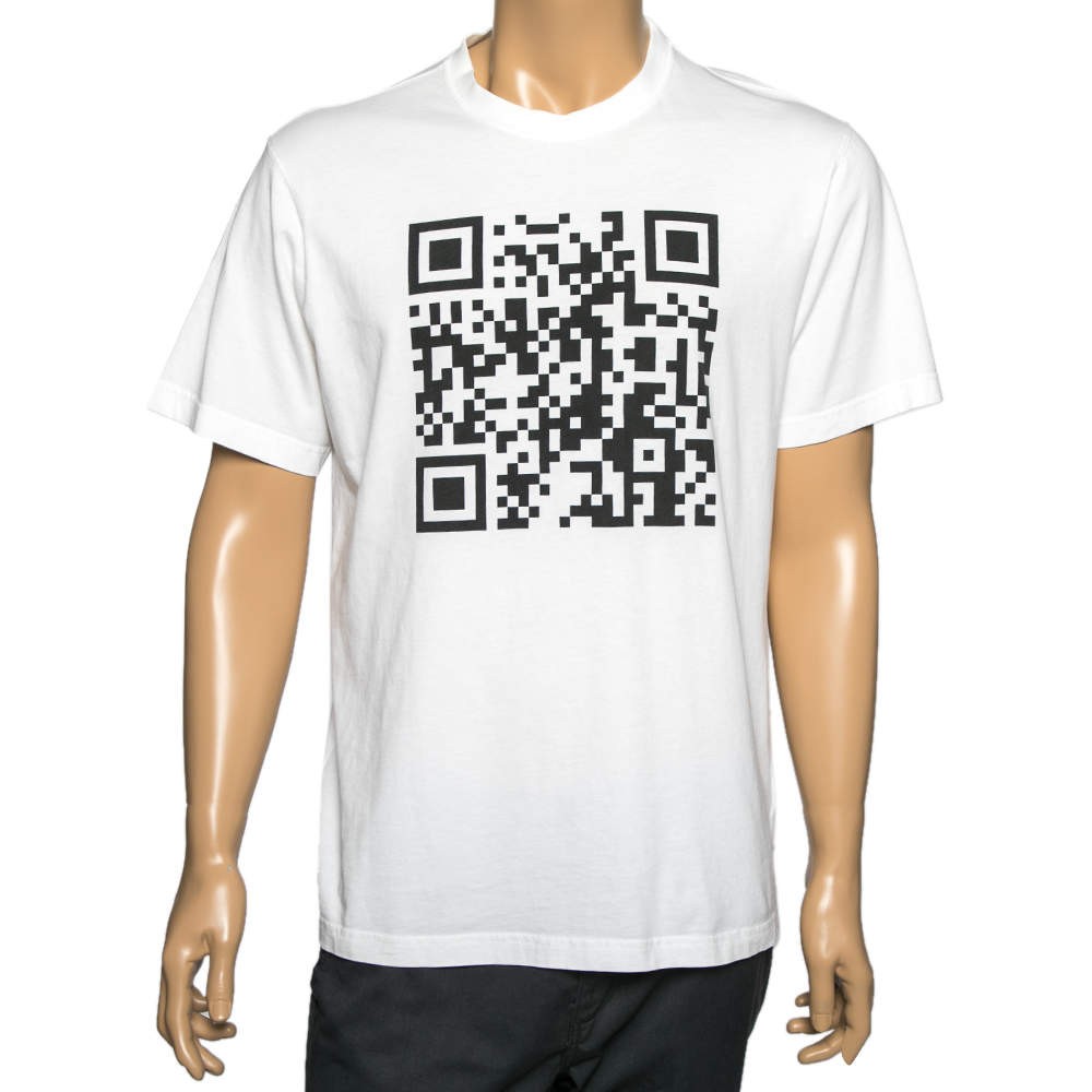 Vetements White Cotton Qr Code Printed Crew Neck TShirt M | eBay