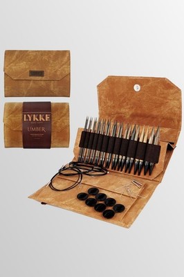 LYKKE Nadelset 13cm Birkenholz-Nadelspitzen Umber 3,5-12mm im Etui