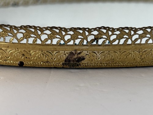 Vintage Hollywood Regency Globe specchio vanità comò vassoio rose ornate 16 1/2" - Foto 8 di 9